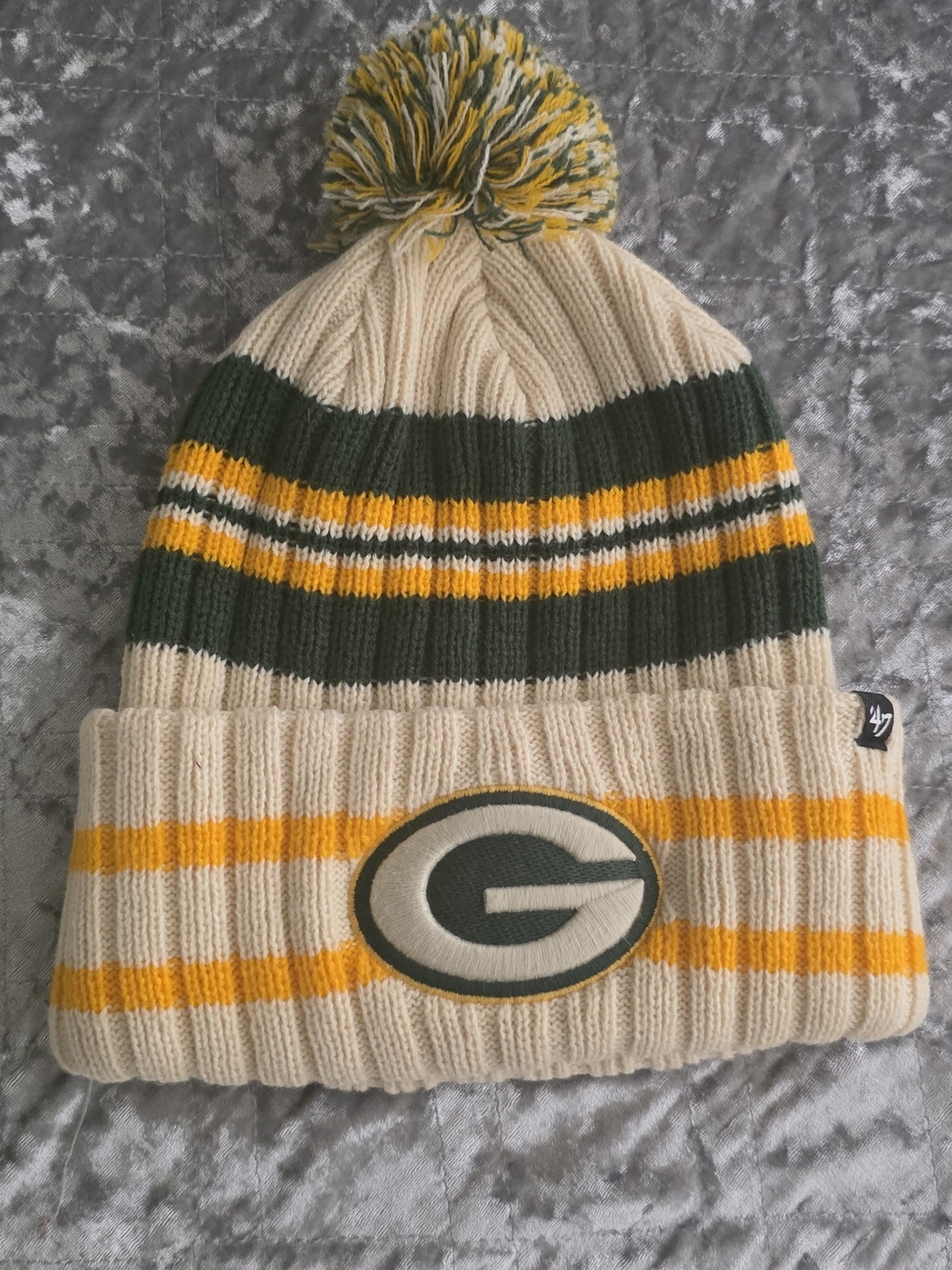 47 Brand Green, Gold & Cream Green Bay Hat with Pom